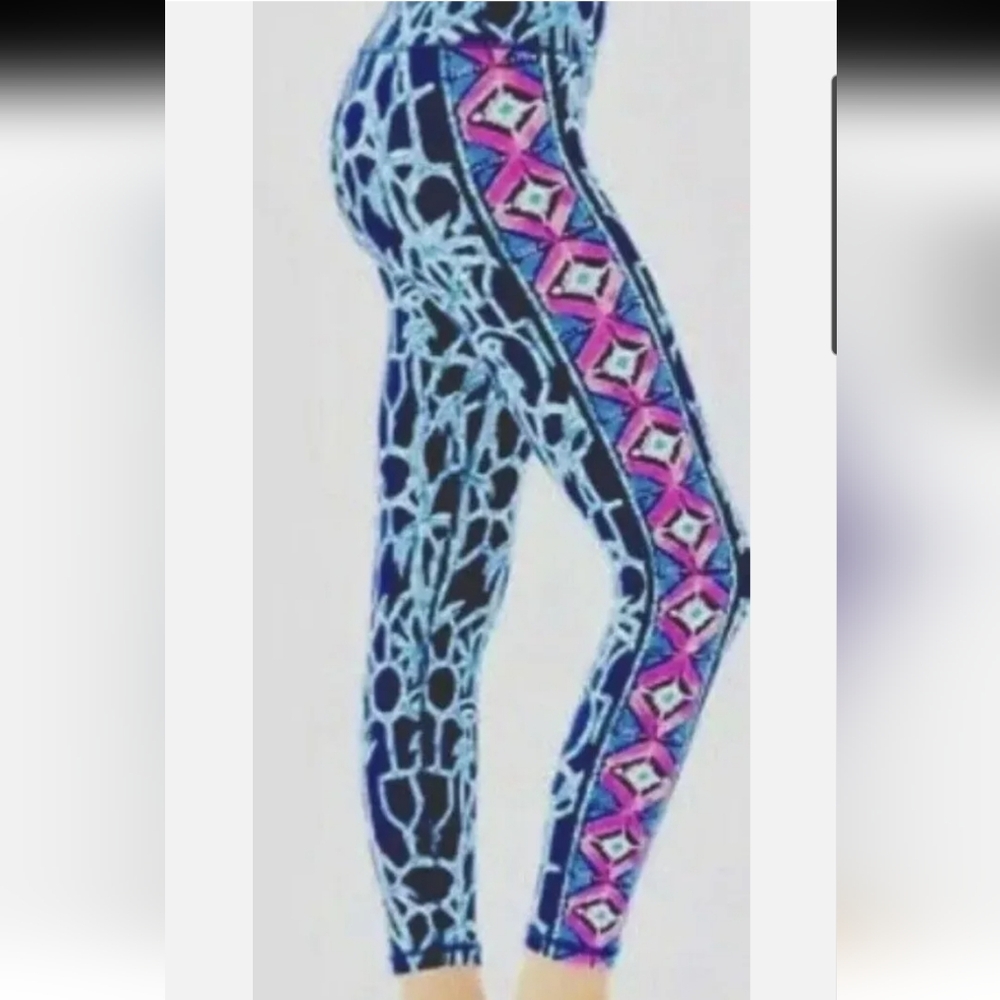 EUC LILLY PULITZER NAVY LUCKY BAMBOO LEGGING WEEKENDER HIGH RISE MIDI UPF 50+